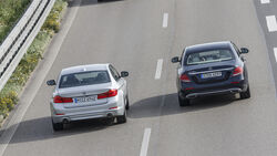 BMW 520d, Mercedes E 220 d, Exterieur Heck
