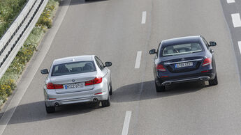 BMW 520d, Mercedes E 220 d, Exterieur Heck