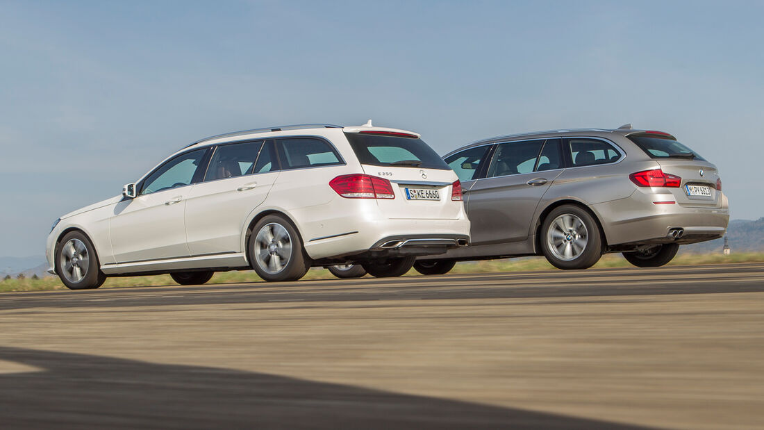 BMW 520i Touring, Mercedes E 200 T, Heckansicht