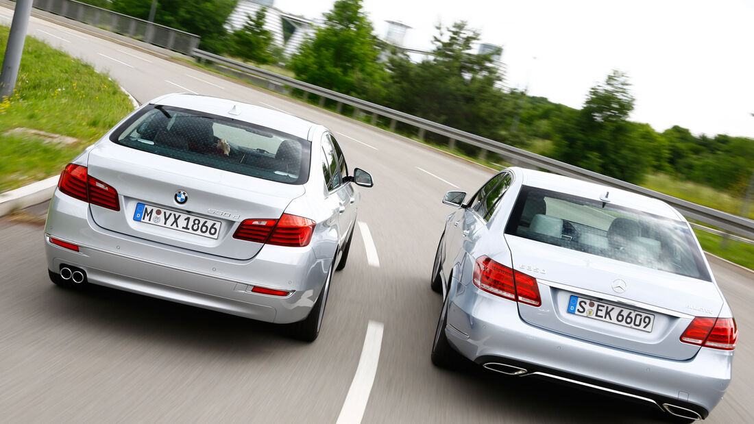 BMW 530d, Mercedes E 350 Bluetec, Heckansicht