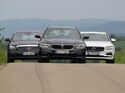 BMW 530d Touring, Mercedes E 350 d T, Volvo V90 D5 AWD Front