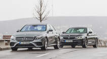 BMW 540i xDrive, Mercedes E 400 4Matic, Frontansicht