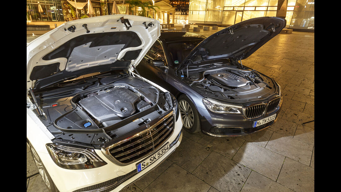 BMW 740i, Mercedes S 450 4Matic, Exterieur, Motor