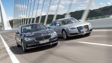 BMW 7er, Audi A8, Fahrvergleich, AMS 1915, 09/15