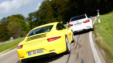 BMW M4, Porsche 911 Carrera S, Heckansicht