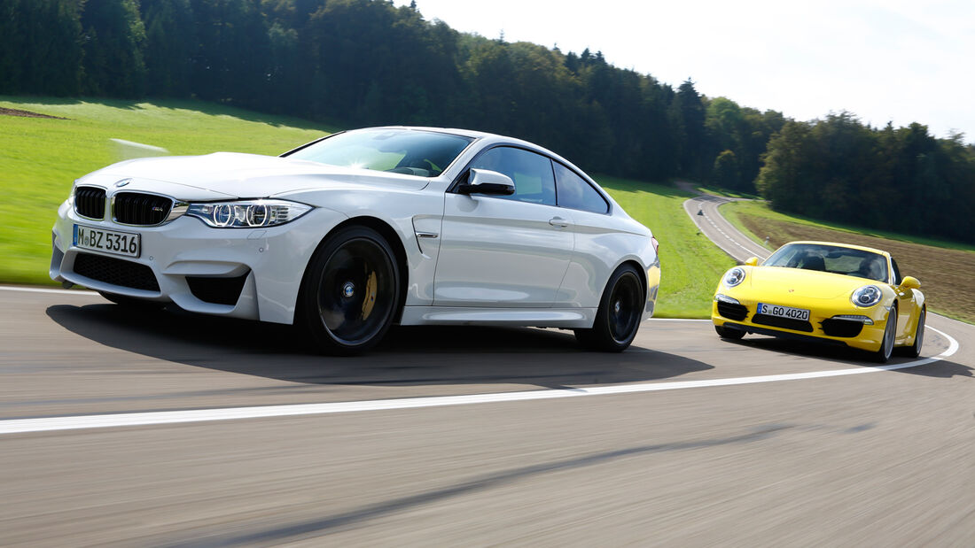 BMW M4, Porsche 911 Carrera S, Seitenansicht