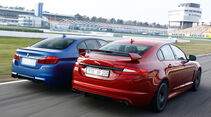 BMW M5 Competition, Jaguar XFR-S, Heckansicht