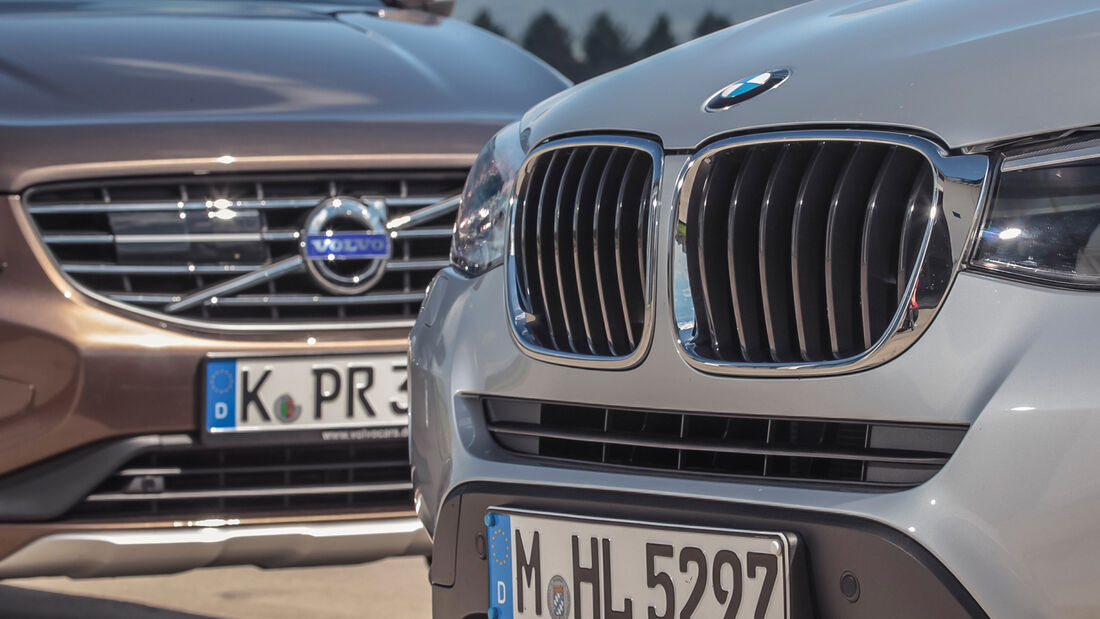 BMW X3 20d xDRIVE, Volvo XC60 D4 AWD, Kühlergrill