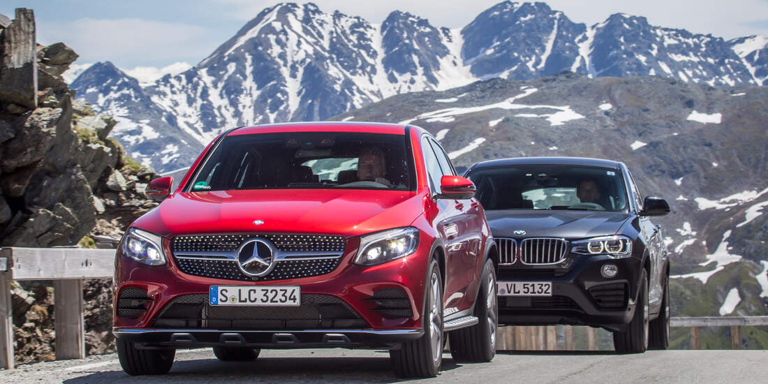 BMW X4, Mercedes GLC Coupé, Frontansicht