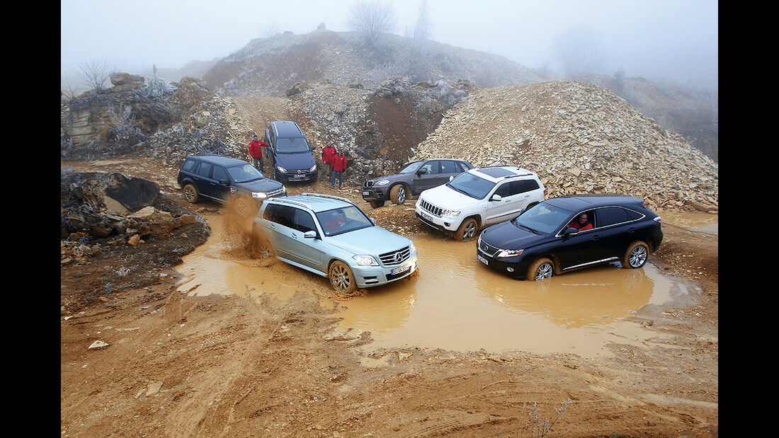 BMW X5, Jeep Grand Cherokee, Land Rover Freelander, Lexus RX, Mercedes GLK, VW Touareg Hybrid