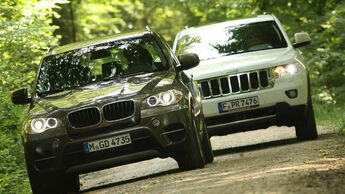 BMW X5 x-Drive 3.0d, Jeep Grand Cherokee 3.0 CRD Overland, Front