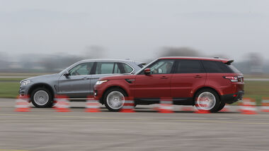 BMW X5 xDrive 30d, Range Rover Sport SDV6, Seitenansicht