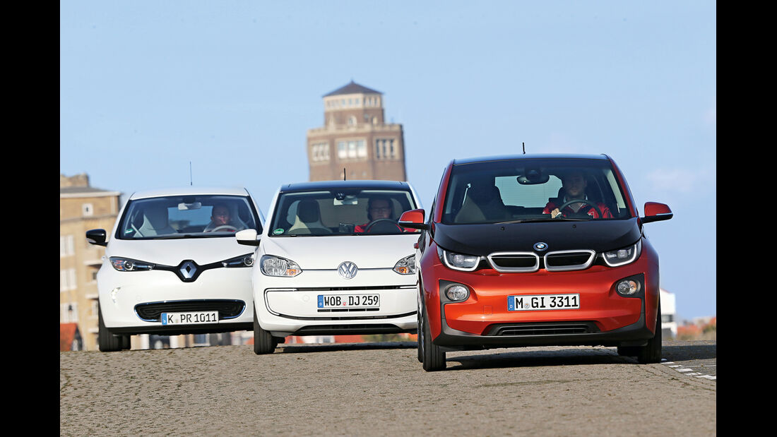 BMW i3, Renault Zoe, VW E-Up, Frontansicht