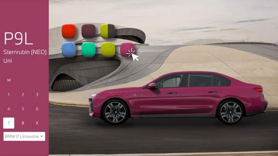 BMW i7 in Sternrubin Neo