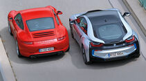 BMW i8, Porsche 911 Carrera S, Draufsicht