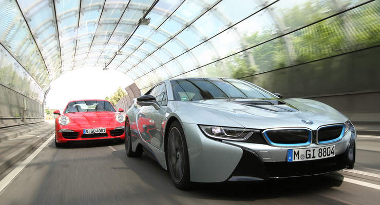 BMW i8, Porsche 911 Carrera S, Frontansicht