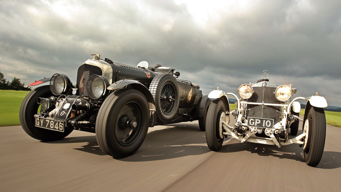 Bentley 4,5 Litre Blower, Mercedes 27/180/250 Typ 710 SS, Frontansicht