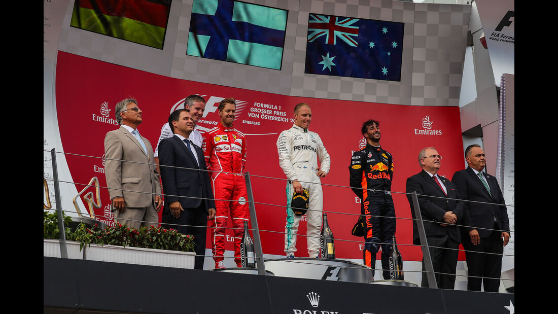 Bottas - Vettel - Ricciardo - Podest - GP Österreich 2017 - Spielberg - Rennen 