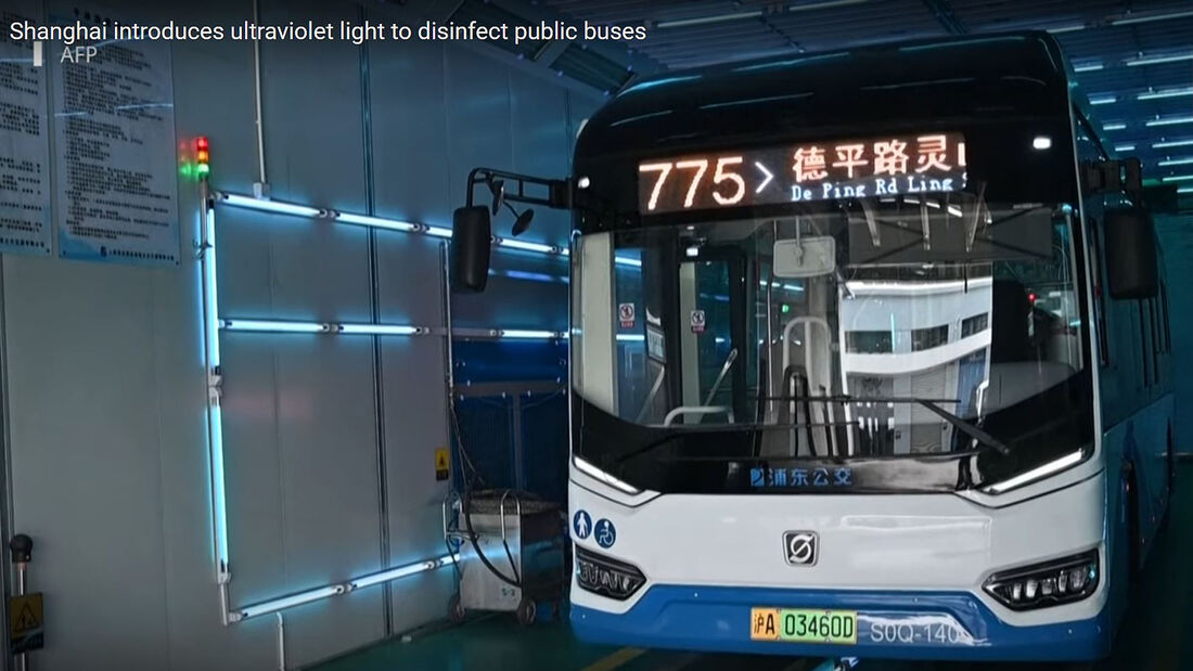Bus-Desinfektion mit UV-Licht in Shanghai