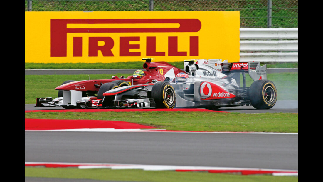 Button presst sich beim GP England an Massa vorbei
