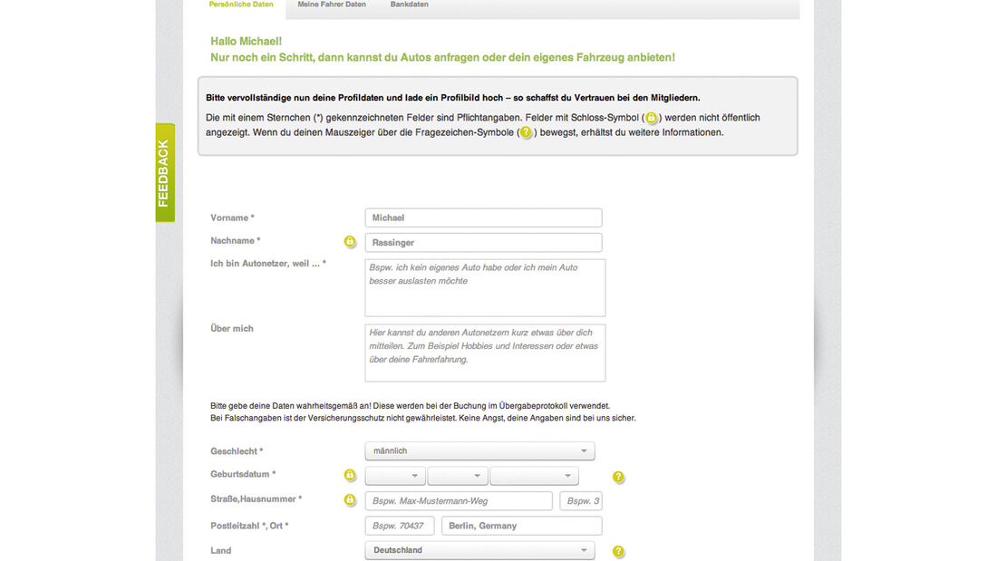 Carsharing, Homepage, autonetzer