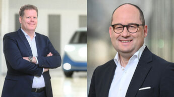 Carsten Intra – Vorstandsvorsitzender Volkswagen Nutzfahrzeuge und Lars Krause – Vorstand für Vertrieb und Marketing Volkswagen Nutzfahrzeuge