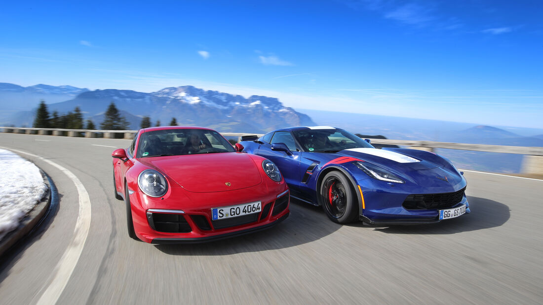 Chevrolet Corvette Grand Sport, Porsche 911 Carrera GTS, Frontansicht