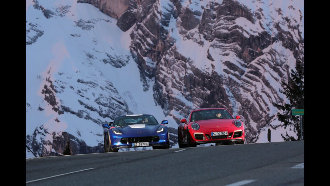 Chevrolet Corvette Grand Sport, Porsche 911 Carrera GTS, Frontansicht
