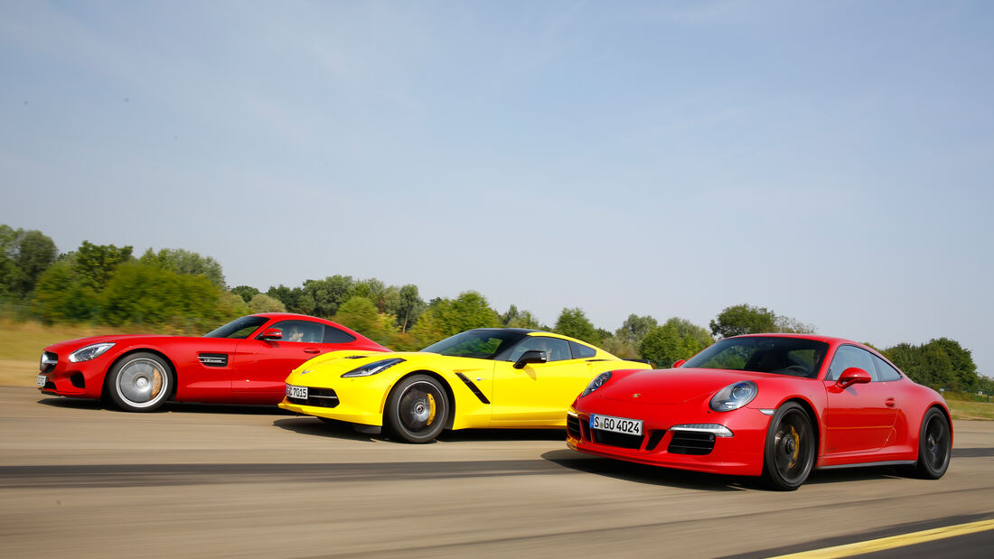 Chevrolet Corvette Stingray, Mercedes-AMG GT, Porsche 911 Carrera GTS 