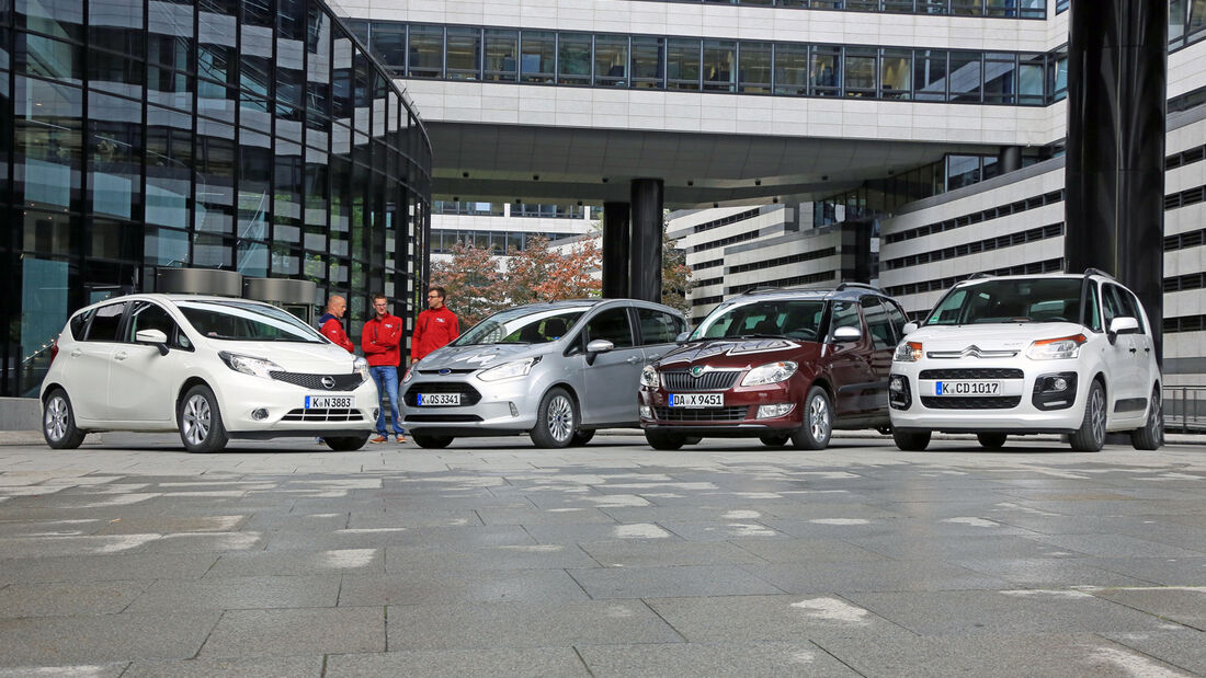 Citroën C3 Picasso, Ford B-Max, Nissan Note, Skoda Roomster, Frontansicht