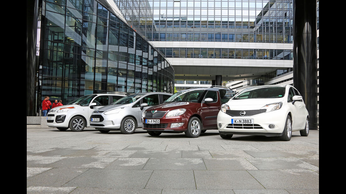 Citroën C3 Picasso, Ford B-Max, Nissan Note, Skoda Roomster, Frontansicht