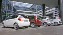 Citroën C3 Picasso, Ford B-Max, Nissan Note, Skoda Roomster, Heckansicht