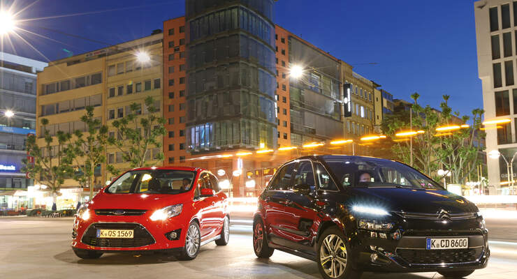Citroën C4 Picasso E-HDi 115, Ford C-Max 1.6 TDCi, Frontansicht