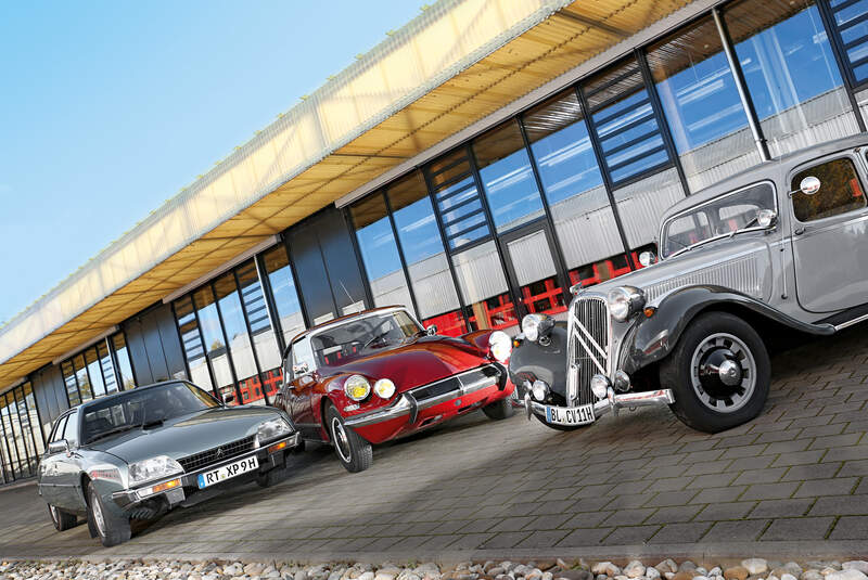 Citroen 11 CV, Citroen DS 21, Citroen CX GTI, Frontansicht