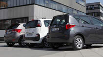 Citroen C3 Picasso Hdi 90, Hyundai ix20 Blue 1.4 CRDi, Toyota Verso-S 1.4 D-4D, Gruppe, Rückansicht