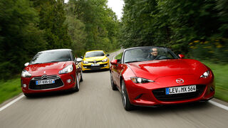 DS 3, Renault Mégane R.S., Mazda MX-5 Skyactiv-G 180 