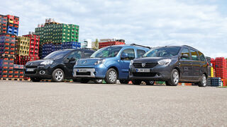 Dacia Lodgy dCi 90, Peugeot Partner Tepee HDi 115, Renault Kangoo dCi 90 energy, Seitenansicht