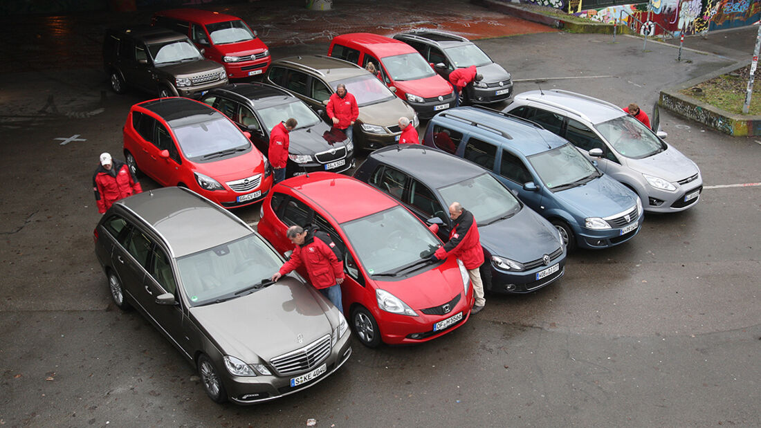 Dacia Logan MCV, Ford Grand C-Max, Honda Jazz, Opel Meriva, VW Caddy, VW Golf, Land Rover Discovery, Mercedes E-Klasse T-Modell, Seat Alhambra, Skoda Superb, VW Bus Multivan, VW Touran