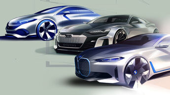 Design Skizzen Collage Audi Mercedes BMW