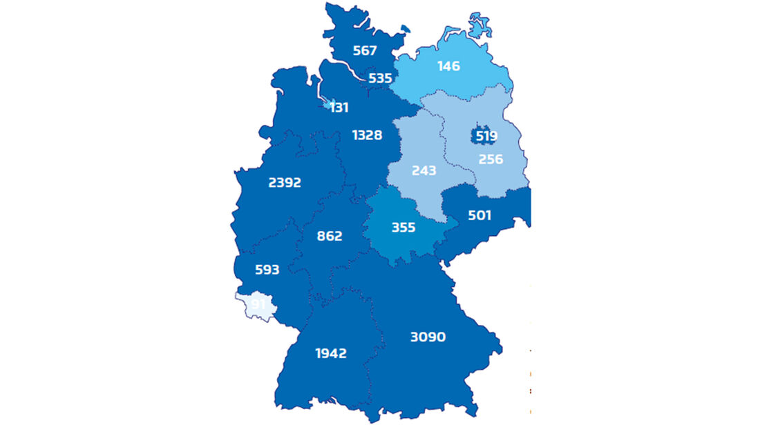Deutschlandkarte, Ladestationen