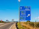 Directional Signs to Madrid Barcelona and Valencia Spain