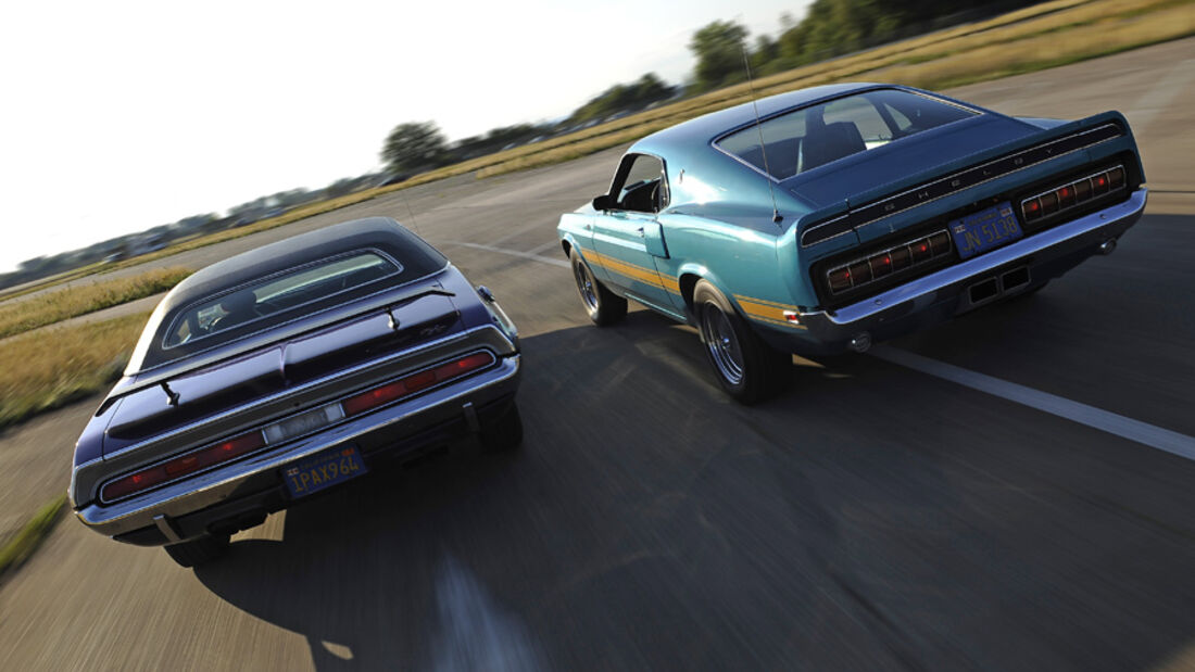 Dodge Challenger R/T 383, Baujahr 1970, Shelby Mustang GT 500, Baujahr 1969