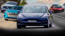 Elektroautos Absatz Tesla Audi Mercedes BMW Collage