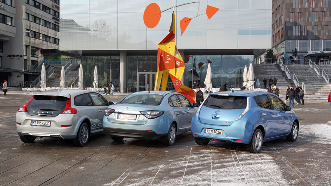Elektroautos Nissan Leaf, Renault Fluence Z. E., Volvo C30 Electric