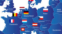 Europa Karte Deutschland Nachbarländer mit Flaggen
