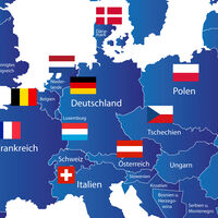 Europa Karte Deutschland Nachbarländer mit Flaggen