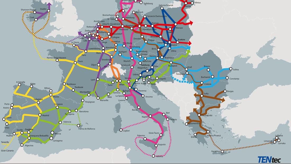 Europäisches Transportnetz TEN-T Straßennnetz