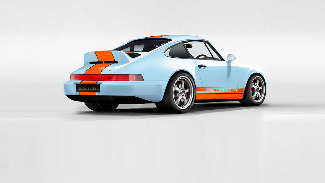 Everrati Porsche 911 (964): Elektro-Restomod mit Gulf-Oil-Lackierung