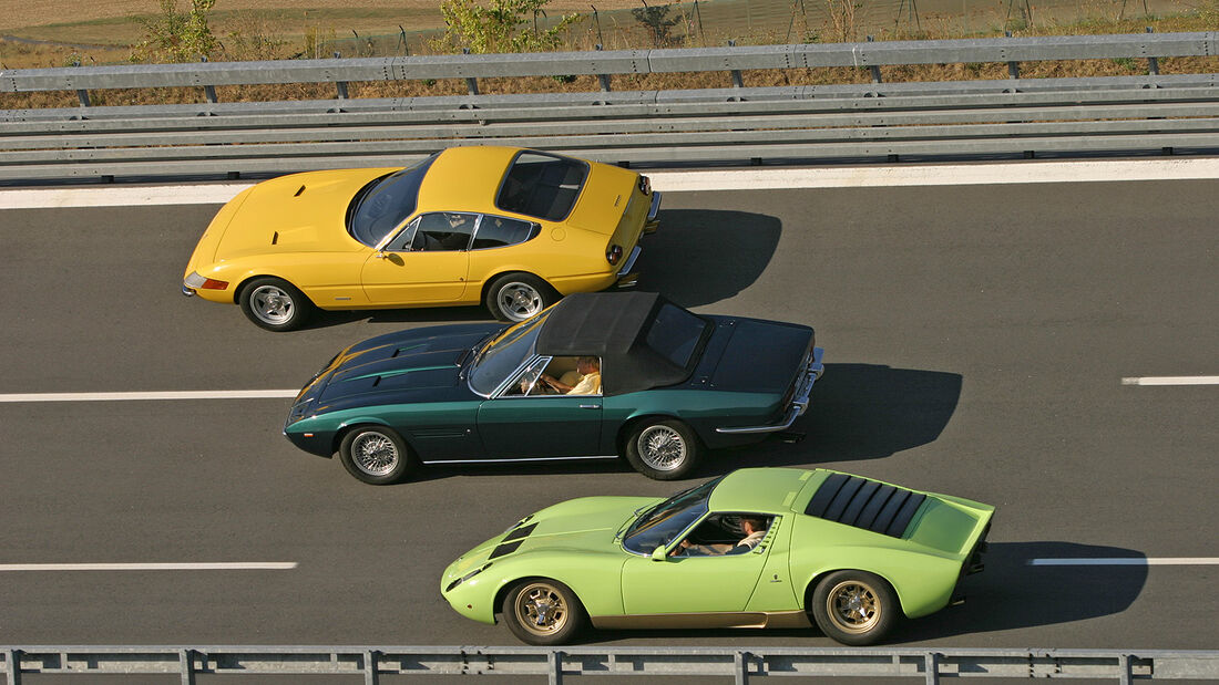 Ferrari 365 GTB/4 Daytona, Lamborghini Miura S, Maserati Ghibli SS