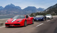 Ferrari 458 Speciale A, Lamborghini Aventador Roadster, Maserati Gran Cabrio MC